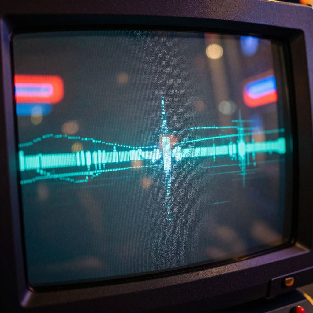 Row of classic upright arcade cabinets lit by neon along the wall